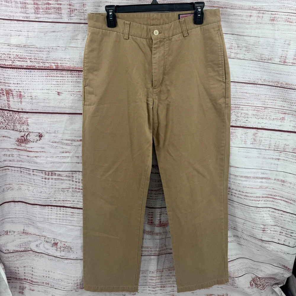 Vineyard‎ Vines Club Pants Mens Size 33x32 Khaki Tan Cotton Chino Straight Leg